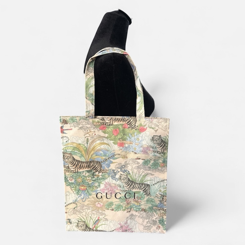 RARE New Gucci GWP Jungle Print Tote Bag - Cream and Green